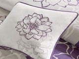 Printed Cotton Sateen Comforter Set Taupe Grey/Purple Twin/Twin XL B03596996