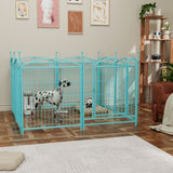 ZNTS Dog Playpen Indoor 32 inch 8 Panels Metal Dog Pen Pet Dog Fence Outdoor Exercise Pen with Doors, W368P234003