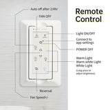 52 Inch Ceiling Fan With Dimmable LED Light 5 Solid Wood Blades Smart Remote Control Reversible DC W934P200090