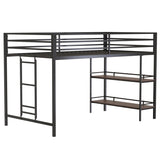 Adam sturdy junior twin loft bed black Cinnamon wood shelf for kids, space saving, Loft Bed B083P154188