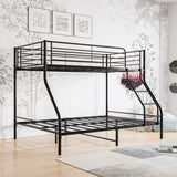 Heavy Duty Twin-Over-Full Metal Bunk Bed, Easy Assembly with Enhanced Upper-Level Guardrail, Black W84056876