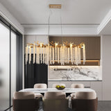 39.4-inch Modern Golden Pendant Light with Cascading Crystal Strands, Ideal for Living, Dining W1340P232979