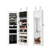 ZNTS Mirror Jewelry Cabinet, 47.2 Inch Large Capacity Lockable Jewelry Armoire Organizer, Wall or Door W282P156780