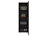 Kotlik 1 Door Wardrobe 67" H with Vertical Storage and Four Shelves, Dark Walnut B097P480458