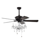 52'' Crystal Shade Ceiling Fan Lamp ,3 Speed ,4 Timing , 5 Reversible Blades Crystal Ceiling Fan W1592P253975