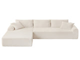 Full-Compression Chaise Lounge Set Modular Corduroy Sectional with Arched Armrests, Non-Slip Base, 37608560