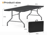 6 ft Rectangular Black Plastic Folding 41651635