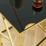 ZNTS Modern Glass Console Table, 55" Gold Sofa Table with Sturdy Metal Frame and Black Tempered Glass W1567110796