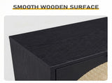 Rattan-fronted 3-tier shoe cabinet, particleboard, 54*24*135 cm, black 49493936