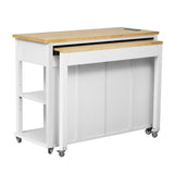 K&K 47 inch Kitchen Island with Extendable Dining Table, Rubber Wood Veneer Kitchen Table with N707P215327W