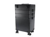 4-in-1 Draw-bar Style Interchangeable Aluminum Rolling Makeup Case-BLACK 79723669