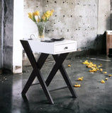 Fierce White and Black Accent Table with Built-in USB Port B2726P243282