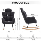 055-Teddy Fabric Upholstered Nursery Rocking Glider Chair Modern Accent Armchair Padded Seat with W527P228311
