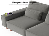 Dark Gray Chenille Deep Seat 2-Seater Sofa with Brushed Stainless Steel Cup Holders and 2 Decorative 87431634