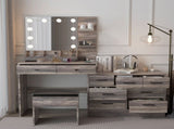 Large Makeup Vanity with Lights, Vanity Table with Charging Station, Vanity Desk with Mirror and 10 24676583