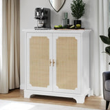 Sideboard Buffet Storage Liquor Cabinet with Rattan Decorated Doors, Kitchen Buffet Storage Cabinet, W1706P311105