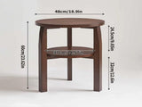 Solid Rubberwood Round End Table with 2-Tier Storage Shelf, Small Accent Side Table and Nightstand 73742081