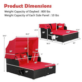 Red Rattan Daybed Lounge W/ Retractable Top Canopy Side Tables Cushions 56967008