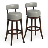 Sherly Set of 2 Bar stool 30" Swivel Stool Dark Oak Solid wood Dark Gray Leatherette Chairs Dining B01152174