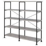 Grey Driftwood and Black Double-Wide Bookcase B062P153782