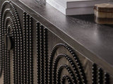 Modern Black Sideboard Cabinet with Decorative Nailhead Accents, Stylish Storage Solution for Dining W2729P198993