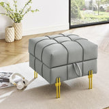 22 inches Anti-scratch Leather Storage Ottoman, Pet Friendly Entryway Bench with Golden Stainless W1191P196354