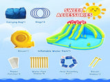 7 in1 Inflatable Water Park Three Slide with Blower Water Gun Sprinkler Fountain Climbing Wall for 40339182