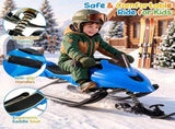 2-in-1 Kids Snow Racer Sled with Tow Rope, 30&deg Steering & Dual Foot Brakes Downhill Ski Sled, 92078190