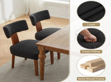 064-Set of 2 Linen Fabric Modern Armless Dining Chairs With Curved backrest and Solid Wooden Legs 32175653