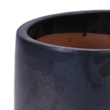 Handmade Black Matte Glazed Ceramic Planter Set of 3, 15/11/9 Inch Diameter, Textured Finish for W3273P321502