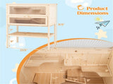 31.5 " Fir Wood Hamster Cage with Flip Mesh Roof, Multi-Level Activity Areas & Bottom Storage Shelf 23830864