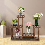 4-Story 7-Seat Indoor And Outdoor Multi-Function Carbonized Wood Plant Stand 80504556