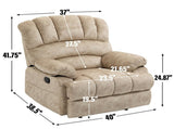 Large Manual Recliner Chair in Fabric for Living Room, Beige 56614352