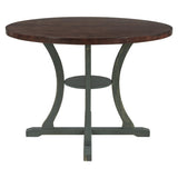 5-Piece Round Dining Table and 4 Fabric Chairs with Special-shaped Table Legs and Storage Shelf 15508700