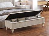 50.8-inch Multi-Functional Ottoman Bench-Solid Rubberwood Bed End Bench with Linen Seat, 31692215