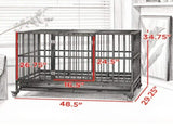 48" Heavy Duty Metal Dog Crate Kennel with Lockable Wheels Double Door Removable Tray Gray 94238926
