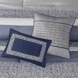 7 Piece Jacquard Comforter Set Navy Cal King B03597214