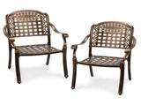 Patio Chairs Set of 2 - Stackable Outdoor Cast Aluminum Dining Chairs with Vintage Bronze Finish and 93816729