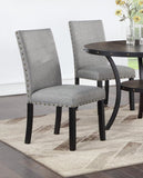 Grey Fabric Modern Set of 2 Dining Chairs Plush Cushion Side Chairs Nailheads Trim Wooden Chair B011119660