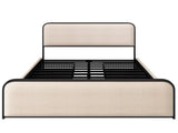 Modern Metal Bed Frame with Curved Upholstered Headboard and Footboard Bed with 4 Storage Drawers, N701P229016B