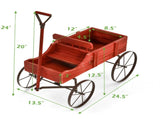 Garden Plant Planter Wooden Wagon Planter W/ Wheel Garden Yard Red 78294767