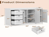 White Buffet Sideboard Cabinet, 3 Drawers & 3 Shutter Door Cabinets, Abundant Storage Space 88598121