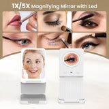 Travel Makeup Mirror with Lights, Portable 1X Vanity Mirror with 5X Lighted Magnification,72 LEDs 3 97128854