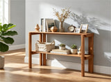 Natural Wood Folding Storage Shelf, Slatted Drainage Design Portable Display Rack for Indoor Outdoor 71835974