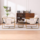 2 Chairs in 1 Box, Upholstered Hanging Armchair with Arm PocketsMetal frame, gold-plated W1901P147316