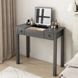 ZNTS Sleek Grey Vanity Table with LED Lights, Flip-Top Mirror and 2 Drawers, Jewelry Storage for Women W760P152317