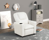 ZNTS Marisa 22" White PU Leather Kids Recliner Chair with Cupholder B061110699