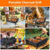 ZNTS Portable Charcoal Two Side Small BBQ Folding Outdoor Stove Barbecue Smoker with 1Pc 22774928