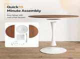 Round Tulip Dining Table for 4 People, 39.4"39.4"29.5" Melamine Laminated MDF Tabletop with Metal 44421009