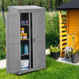 ZNTS Outdoor Storage Cabinet Metal Top,Garden Storage Shed,Outdoor 68 Inches Wood Tall Shed for Yard W1390121823